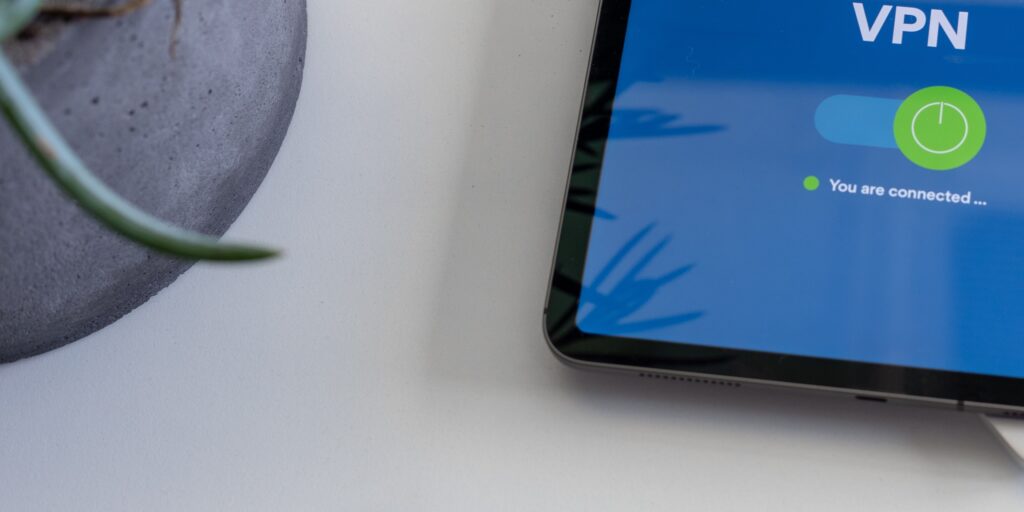 a tablet with vpn on screen